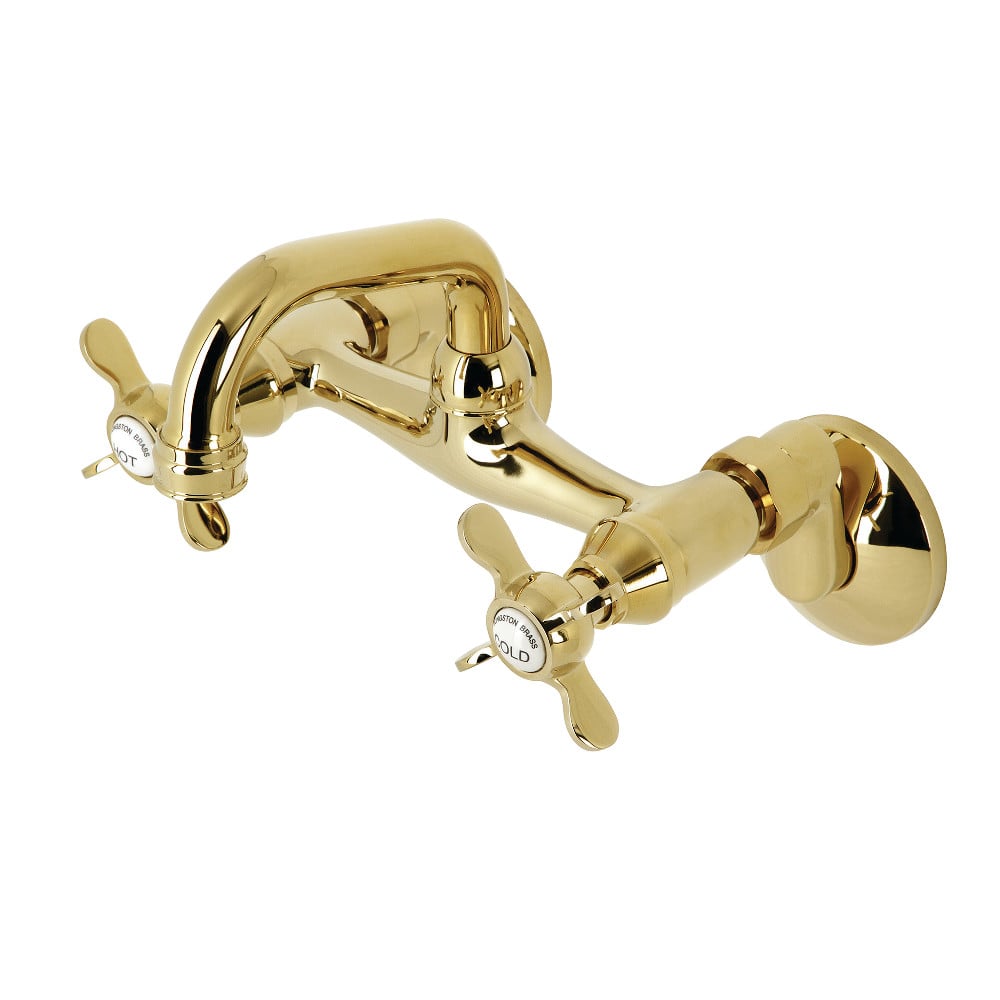 Two-Handle Wall Mount Bar Faucet, Polished Brass -  FurnOrama, FU3021030