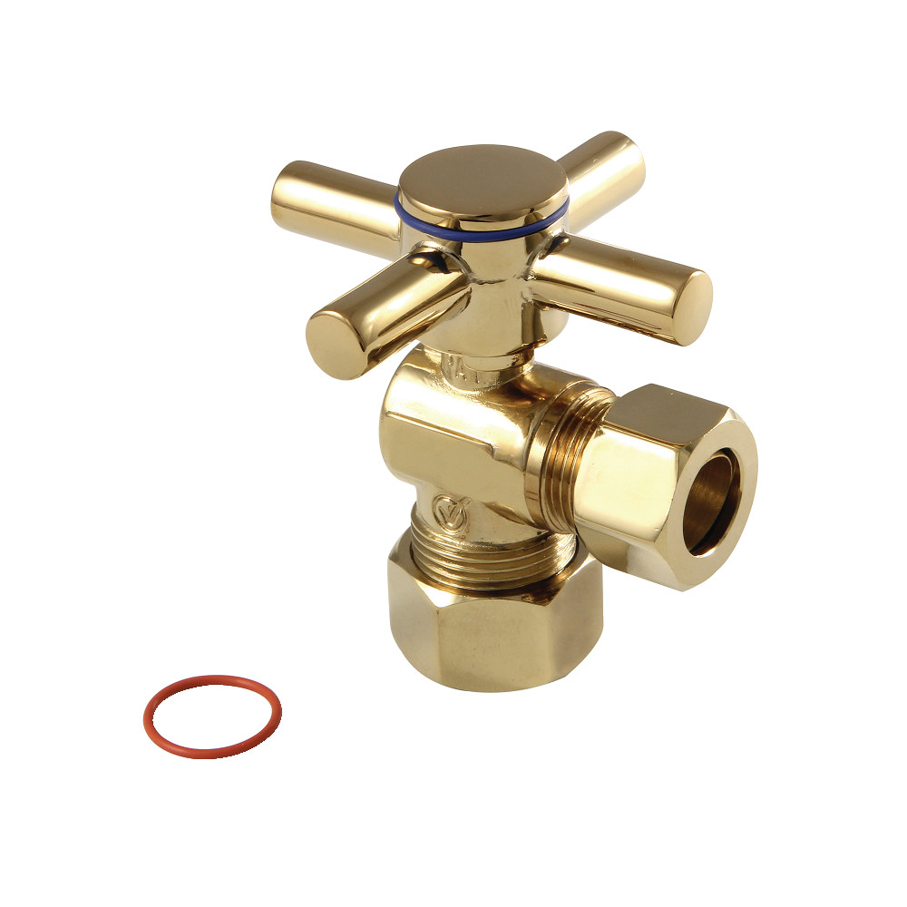 Concord 0.63 in. x 0.5 in. O.D. Compression, Quarter Turn Angle Stop Valve, Polished Brass