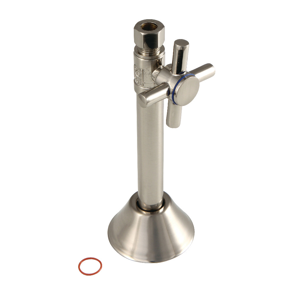 Concord 0.5 in. Sweat x 0.38 in. O.D. Compression Straight Shut Off Valve with 5 in. Extension, Brushed Nickel