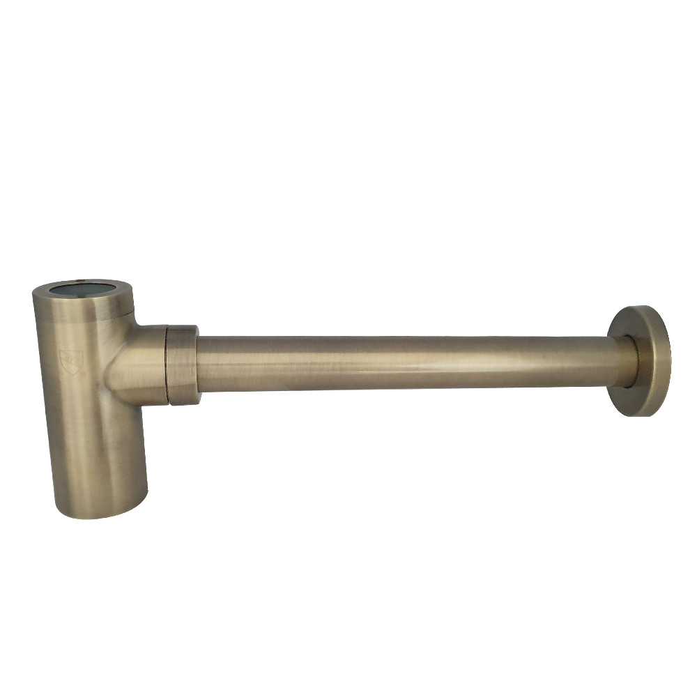 Trimscape 1.25 in. O.D. Brass Round Siphon Bottle Trap, Antique Brass