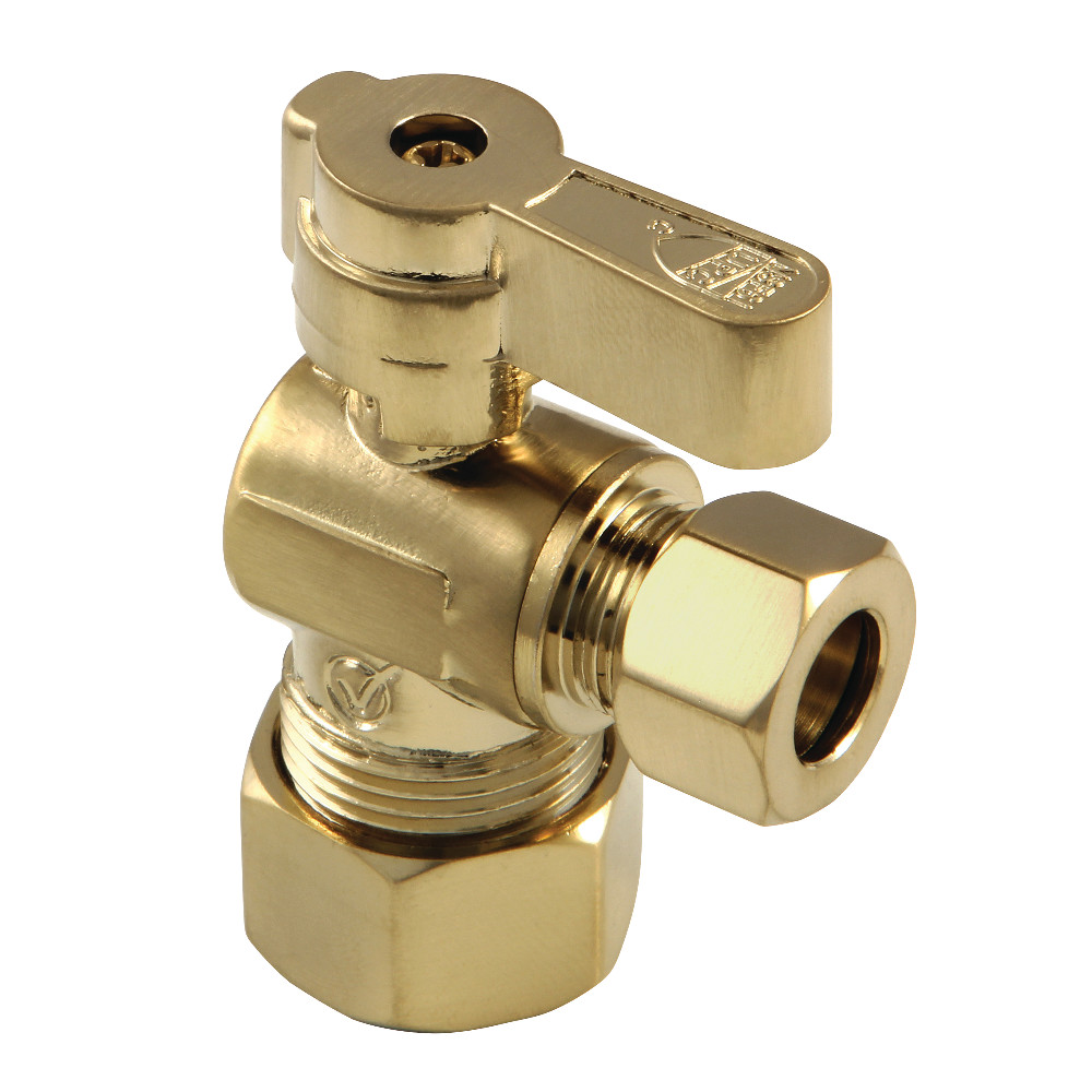 KF5330BB 0.63 in. O.D. Compression x 0.38 in. O.D. Compression Angle Stop Valve, Brushed Brass