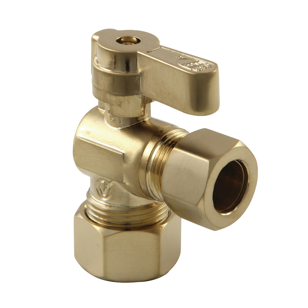 KF5440BB 0.63 in. O.D. Compression x 0.5 in. O.D. Compression Angle Stop Valve, Brushed Brass
