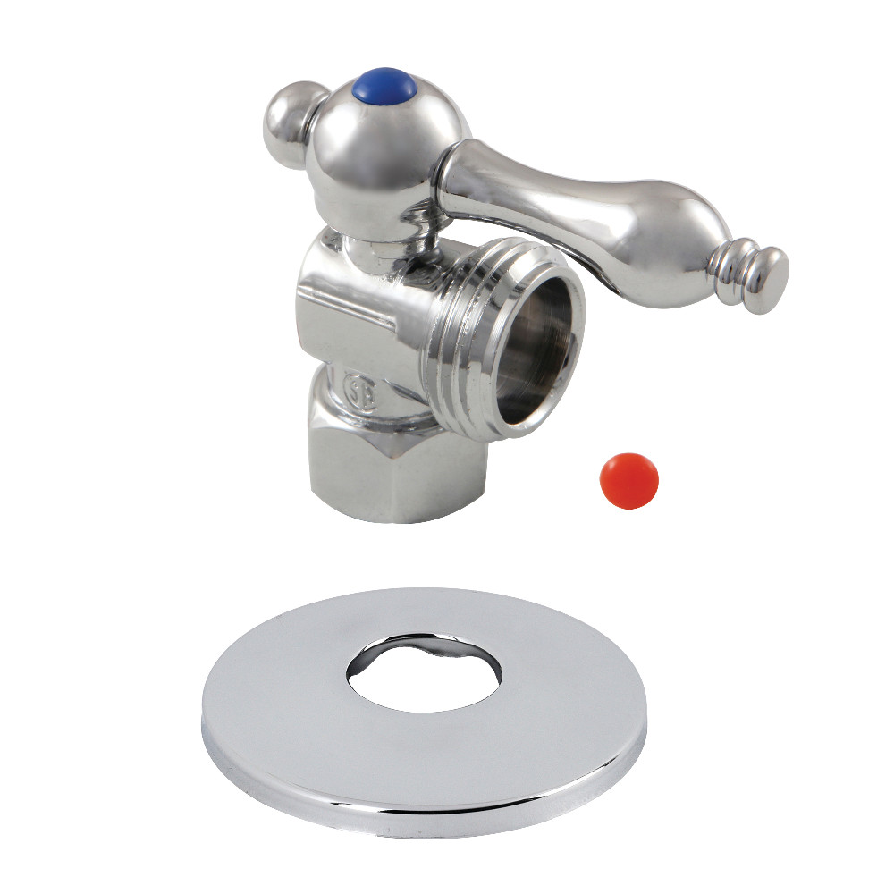 CC13001K 0.5 in. IPS x 0.75 in. Hose Thread Quarter-Turn Angle Stop Valve with Flange, Polished Chrome