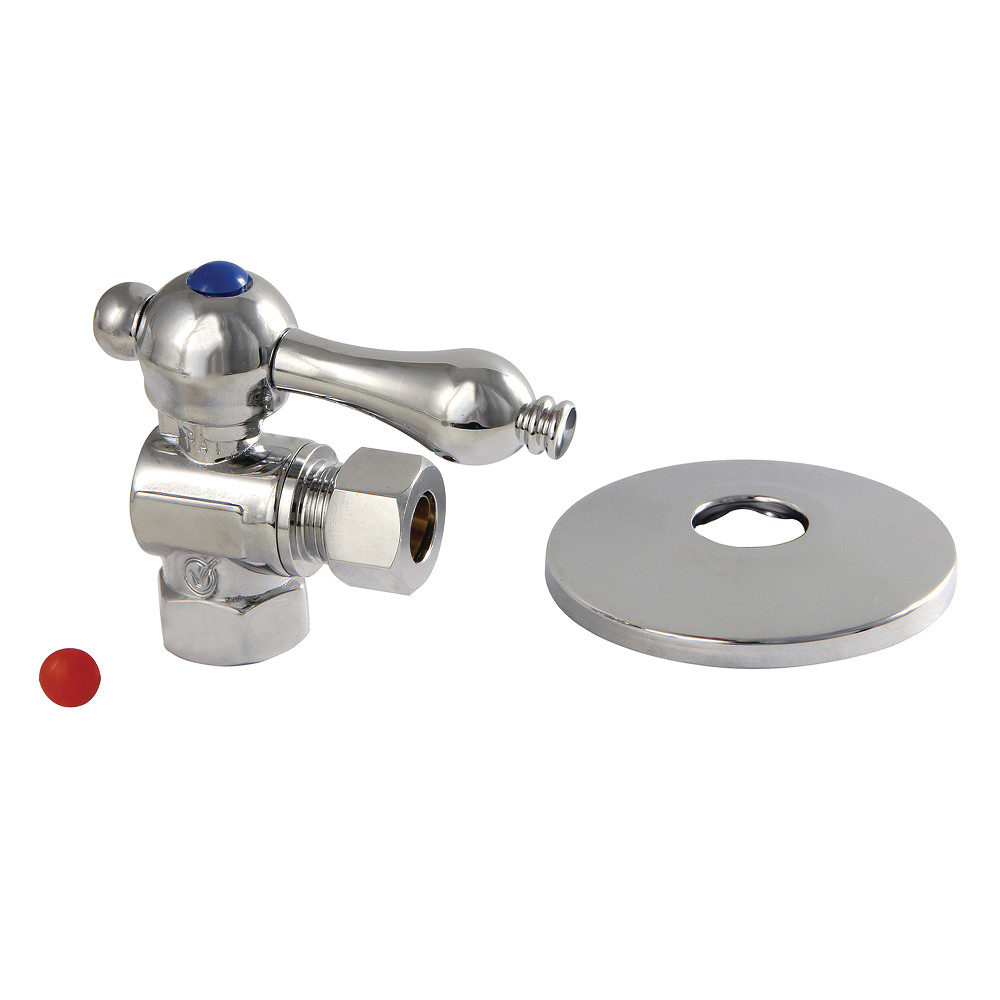 CC33101K 0.38 in. IPS x 0.38 in. O.D. Compression Quarter-Turn Angle Stop Valve with Flange, Polished Chrome