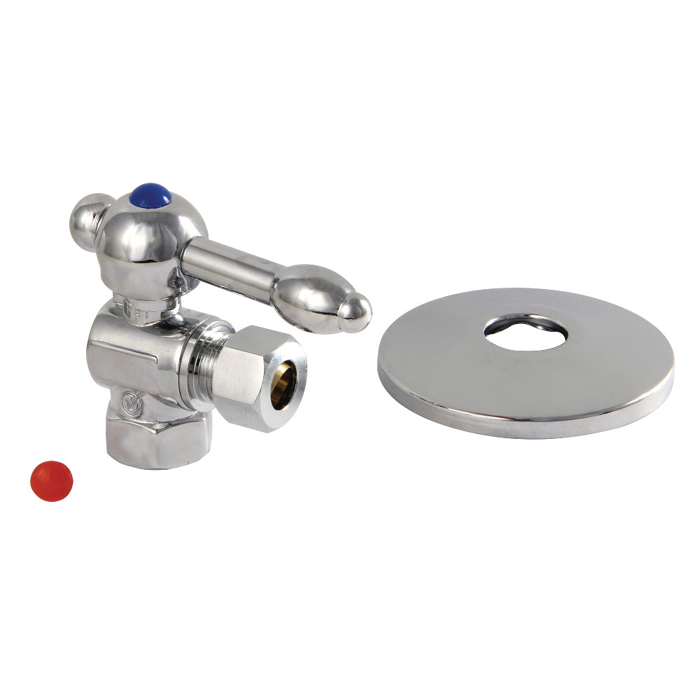 CC33101KLK 0.38 in. IPS x 0.38 in. O.D. Compression Quarter-Turn Angle Stop Valve with Flange, Polished Chrome