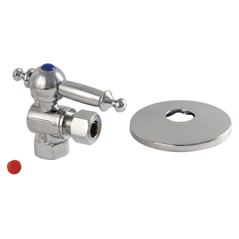 CC33101TLK 0.38 in. IPS x 0.38 in. O.D. Compression Quarter-Turn Angle Stop Valve with Flange, Polished Chrome