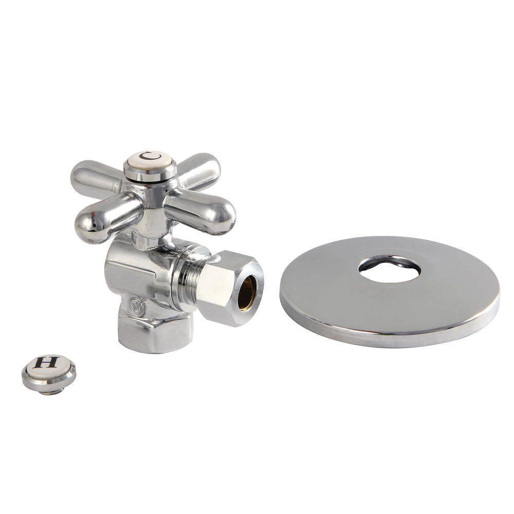 CC33101XK 0.38 in. IPS x 0.38 in. O.D. Compression Quarter-Turn Angle Stop Valve with Flange, Polished Chrome