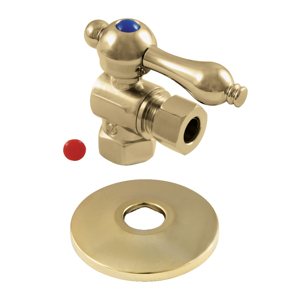 CC33102K 0.38 in. IPS x 0.38 in. O.D. Compression Quarter-Turn Angle Stop Valve with Flange, Polished Brass