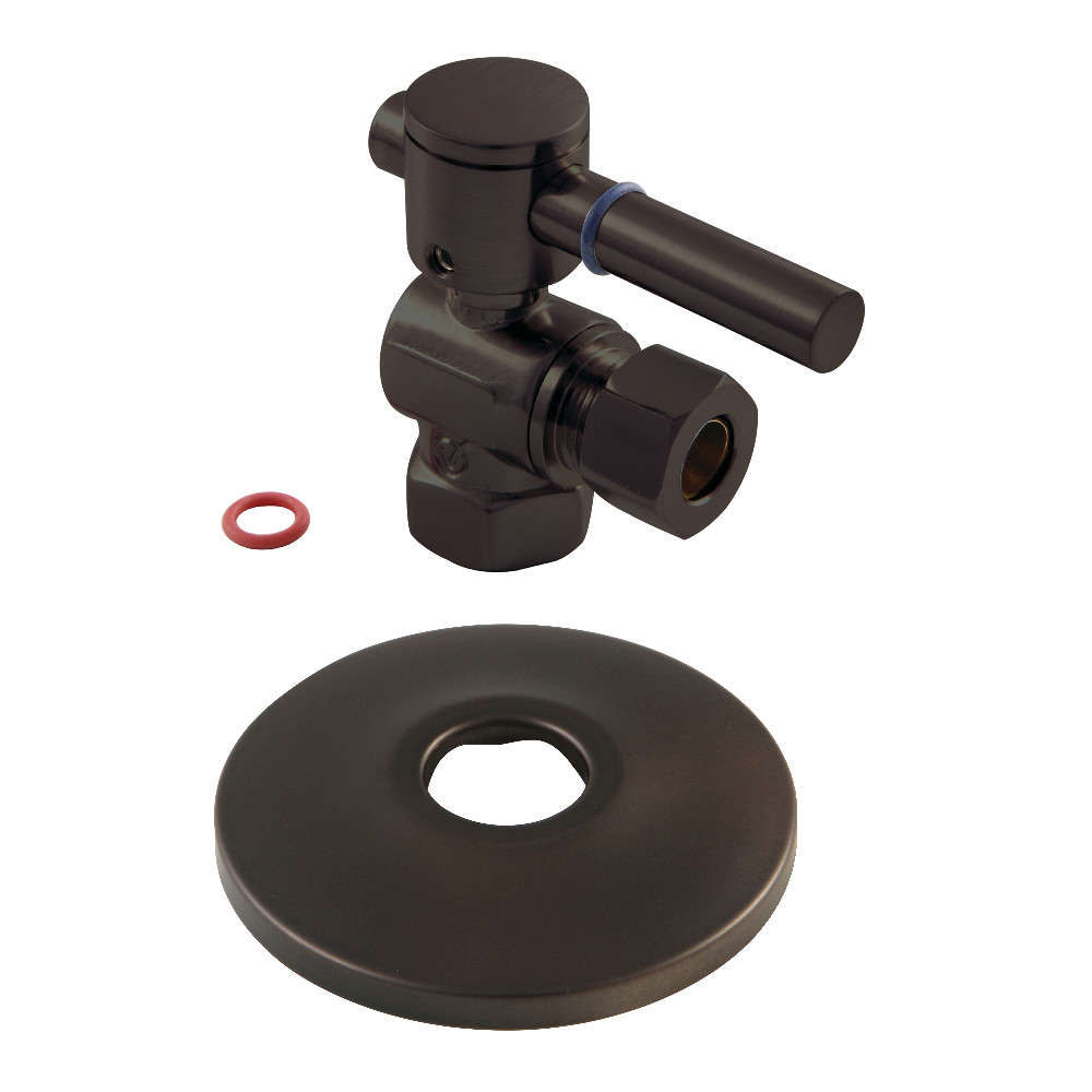 CC33105DLK 0.38 in. IPS x 0.38 in. O.D. Compression Quarter-Turn Angle Stop Valve with Flange, Oil Rubbed Bronze