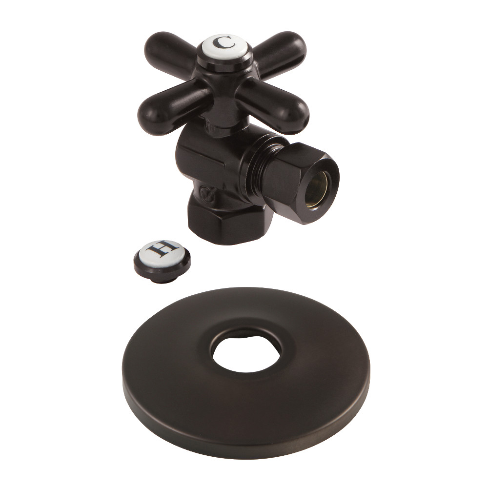 CC33105XK 0.38 in. IPS x 0.38 in. O.D. Compression Quarter-Turn Angle Stop Valve with Flange, Oil Rubbed Bronze