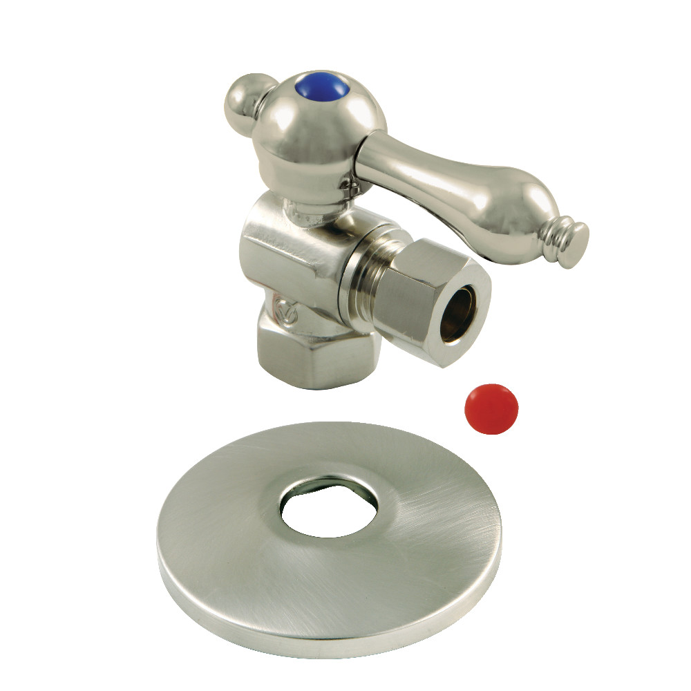 CC33108K 0.38 in. IPS x 0.38 in. O.D. Compression Quarter-Turn Angle Stop Valve with Flange, Brushed Nickel