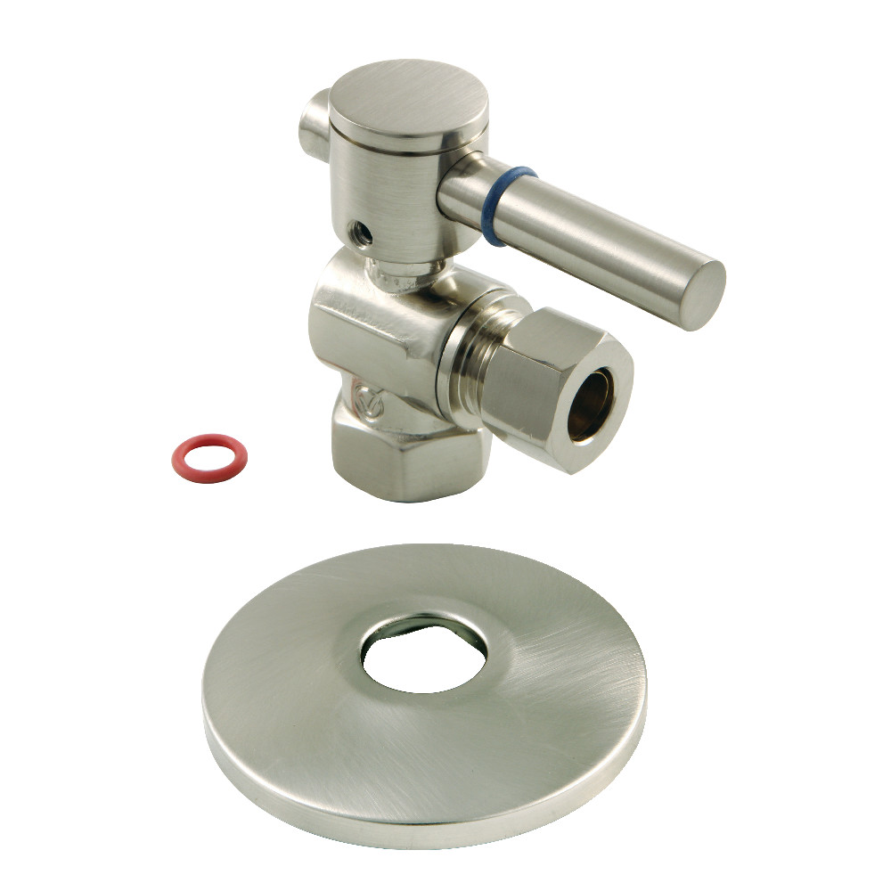 CC33108DLK 0.38 in. IPS x 0.38 in. O.D. Compression Quarter-Turn Angle Stop Valve with Flange, Brushed Nickel