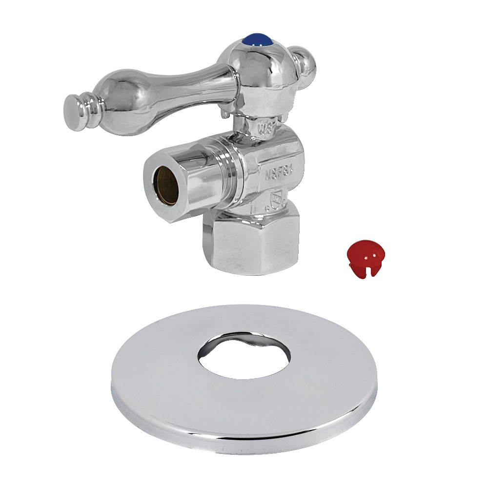 CC43101K 0.5 in. FIP x 0.38 in. O.D. Compression Quarter-Turn Angle Stop Valve with Flange, Polished Chrome