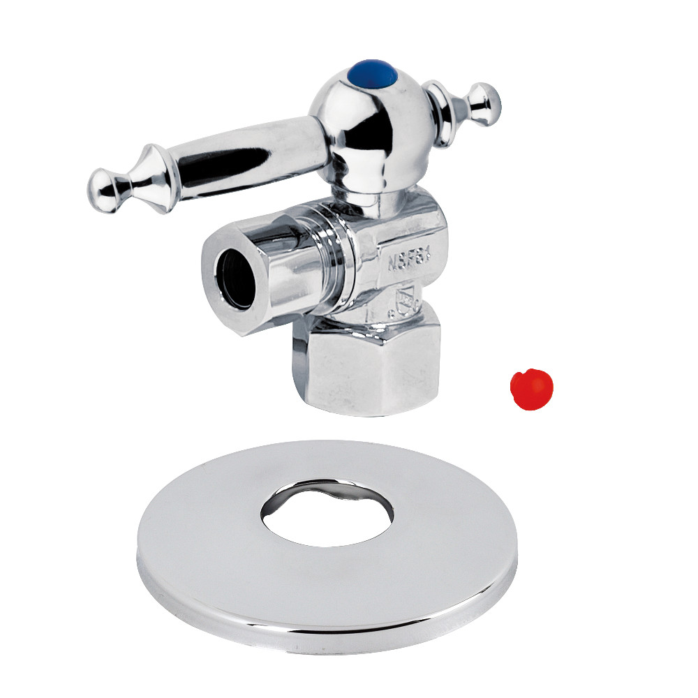 0.5 in. FIP x 0.38 in. O.D. Compression Quarter-Turn Angle Stop Valve with Flange, Polished Chrome