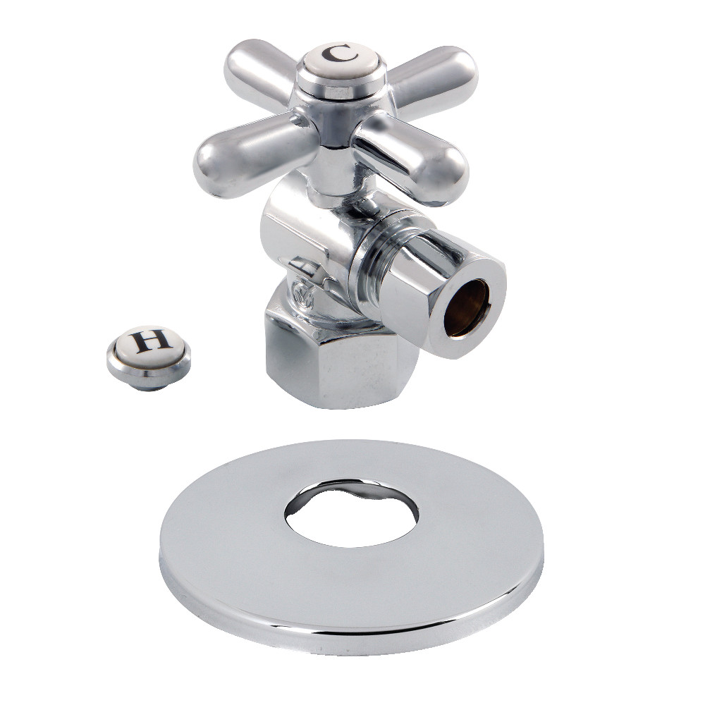 CC43101XK 0.5 in. FIP x 0.38 in. O.D. Compression Quarter-Turn Angle Stop Valve with Flange, Polished Chrome