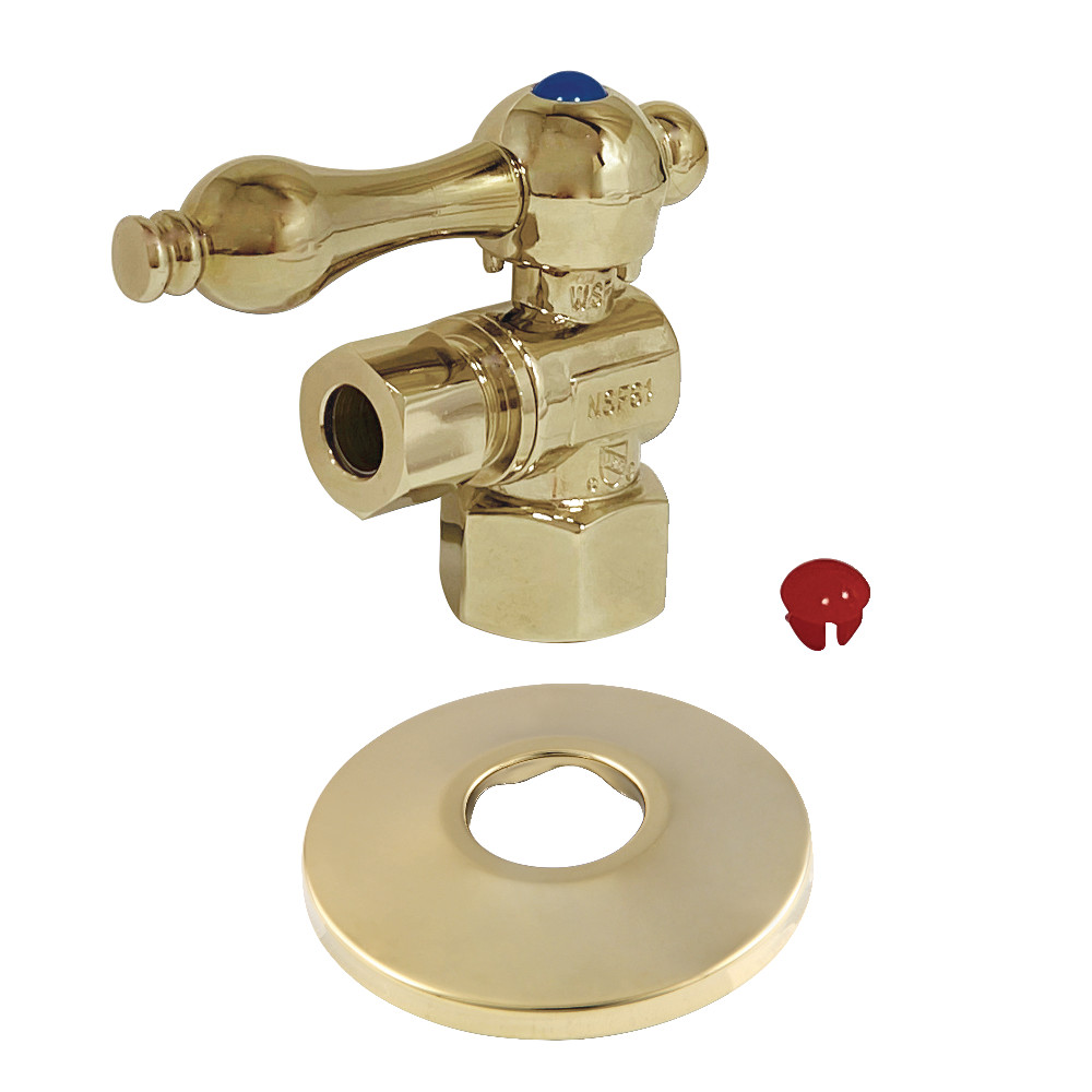 CC43102K 0.5 in. FIP x 0.38 in. O.D. Compression Quarter-Turn Angle Stop Valve with Flange, Polished Brass