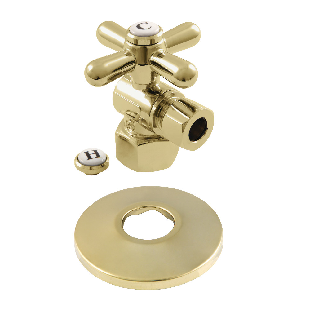 CC43102XK 0.5 in. FIP x 0.38 in. O.D. Compression Quarter-Turn Angle Stop Valve with Flange, Polished Brass