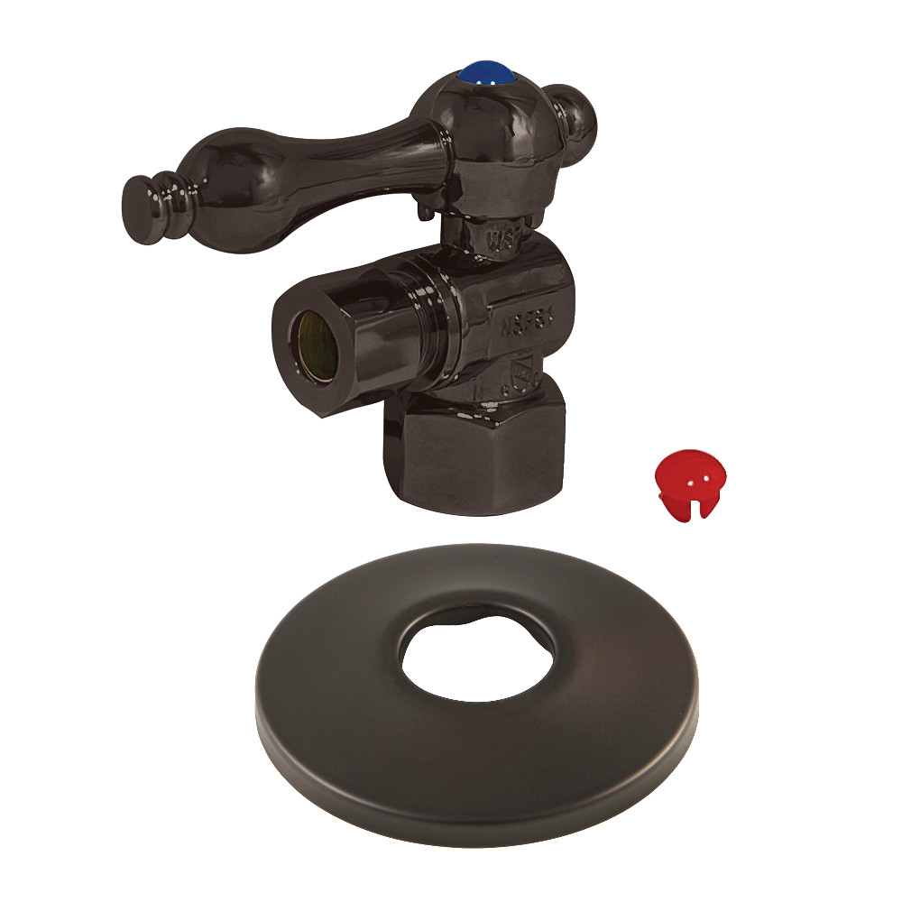 CC43105K 0.5 in. FIP x 0.38 in. O.D. Compression Quarter-Turn Angle Stop Valve with Flange, Oil Rubbed Bronze