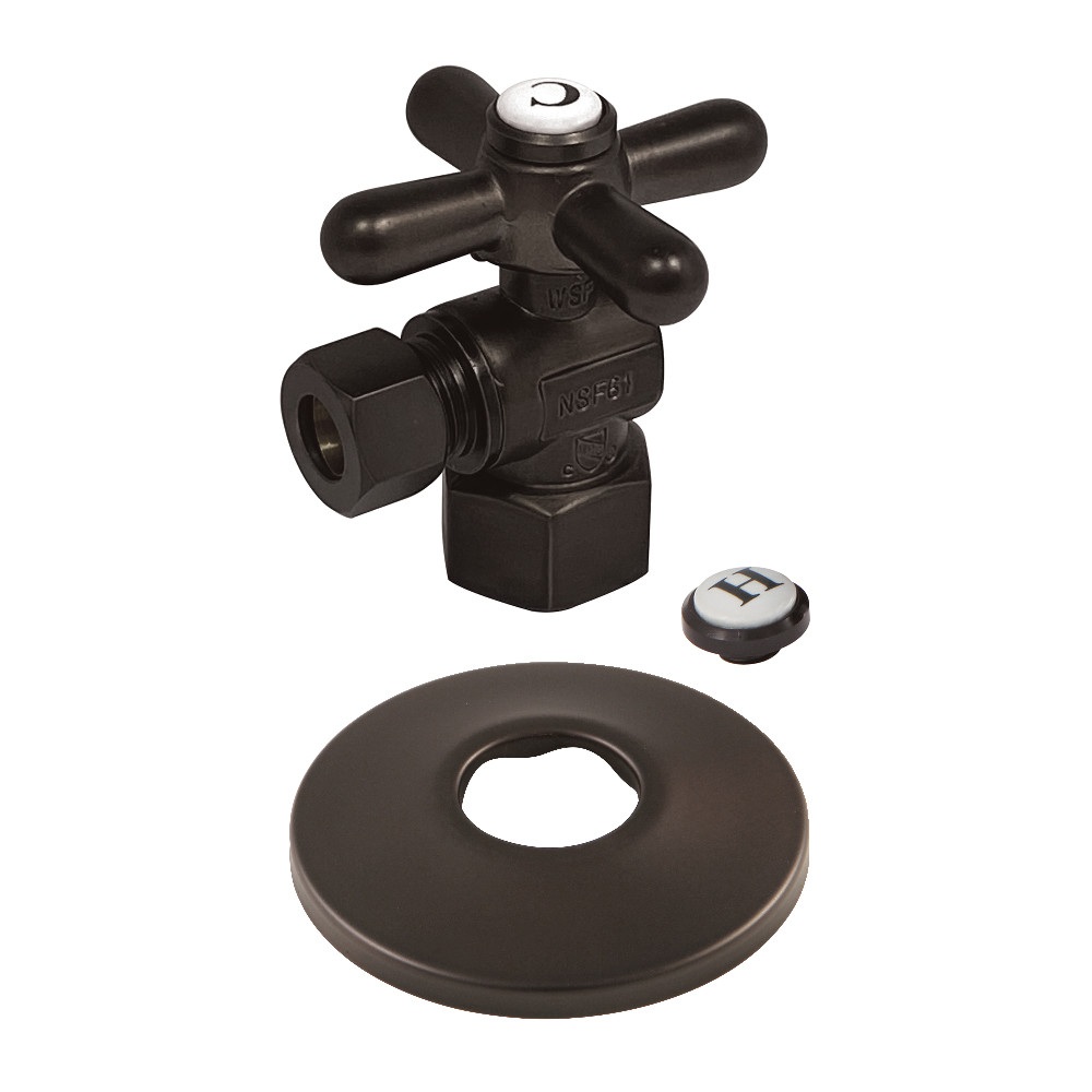 CC43105XK 0.5 in. FIP x 0.38 in. O.D. Compression Quarter-Turn Angle Stop Valve with Flange, Oil Rubbed Bronze