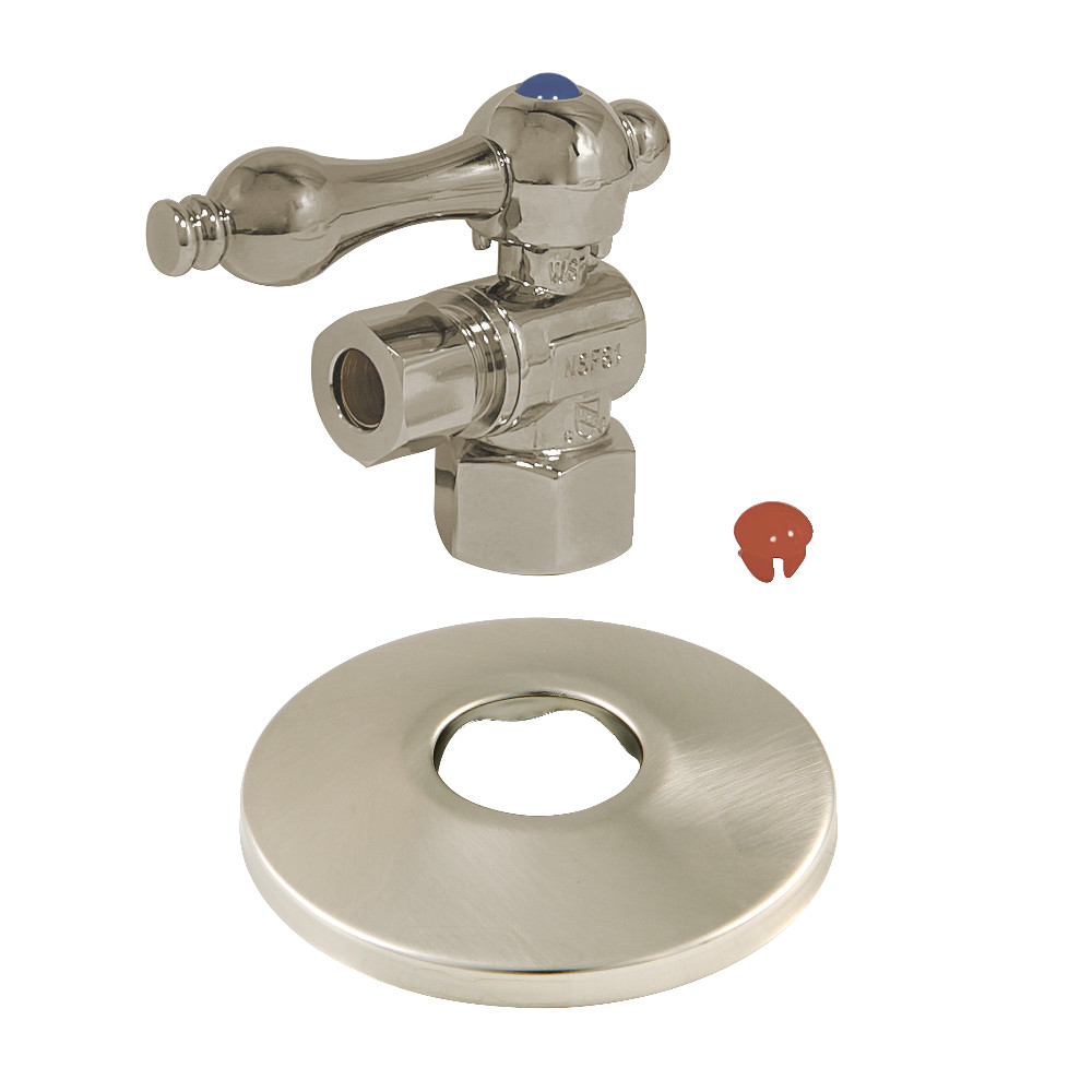CC43108K 0.5 in. FIP x 0.38 in. O.D. Compression Quarter-Turn Angle Stop Valve with Flange, Brushed Nickel