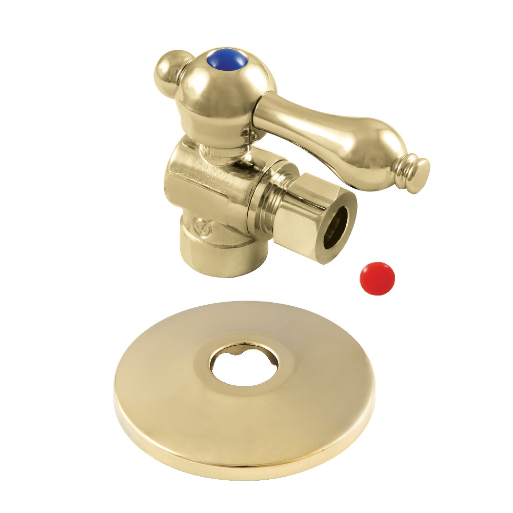 0.5 in. Sweat x 0.38 in. O.D. Compression Quarter-Turn Angle Stop Valve with Flange, Polished Brass