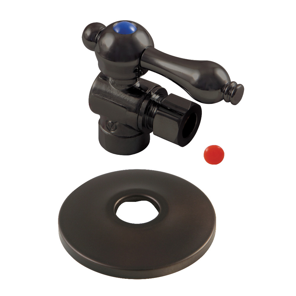 0.5 in. Sweat x 0.38 in. O.D. Compression Quarter-Turn Angle Stop Valve with Flange, Oil Rubbed Bronze