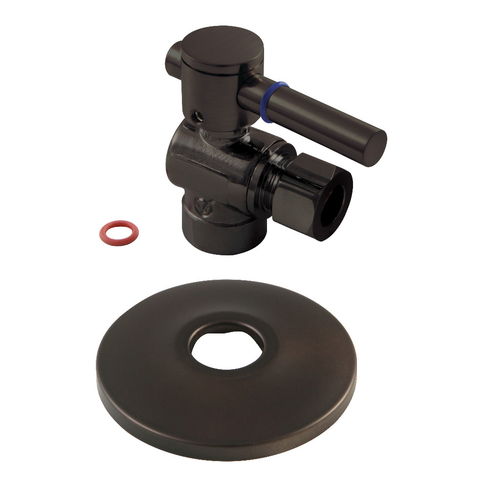 CC43205DLK 0.5 in. Sweat x 0.38 in. O.D. Compression Quarter-Turn Angle Stop Valve with Flange, Oil Rubbed Bronze