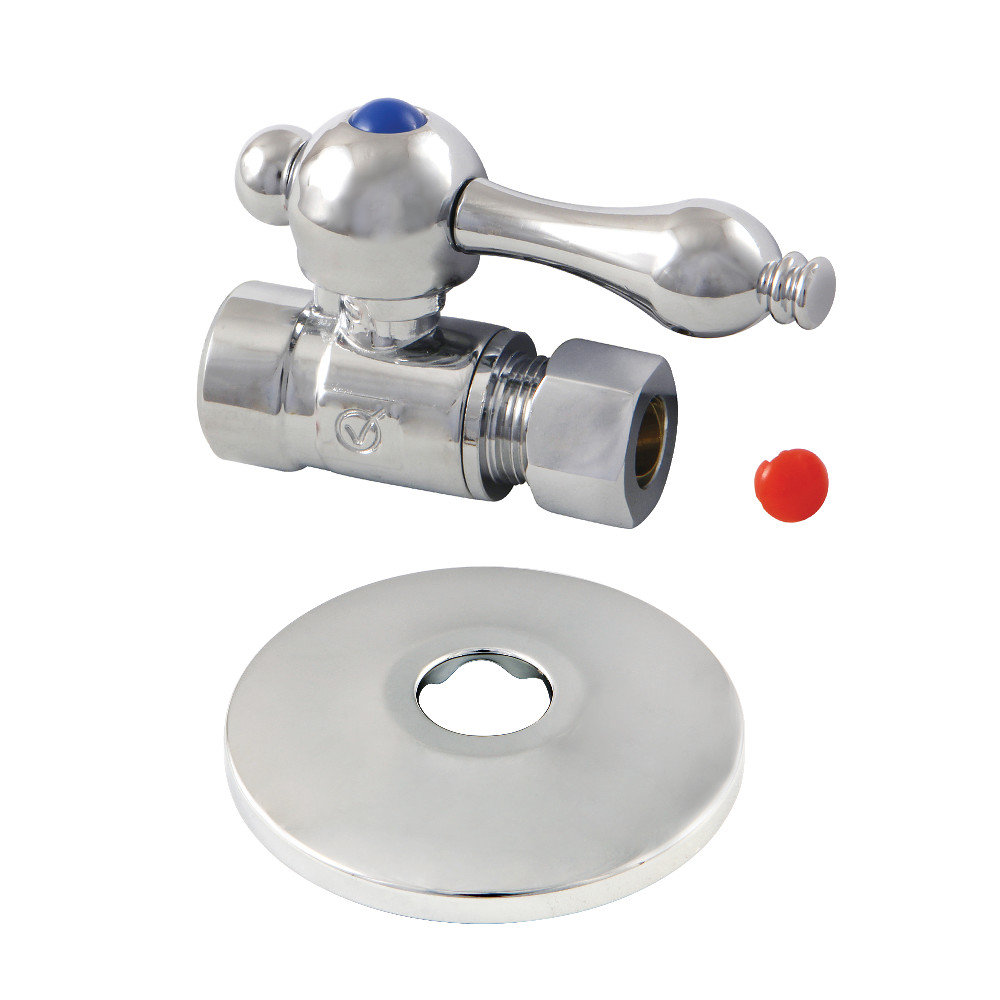 0.5 in. Sweat 0.38 in. O.D. Compression Straight Stop Valve with Flange, Polished Chrome
