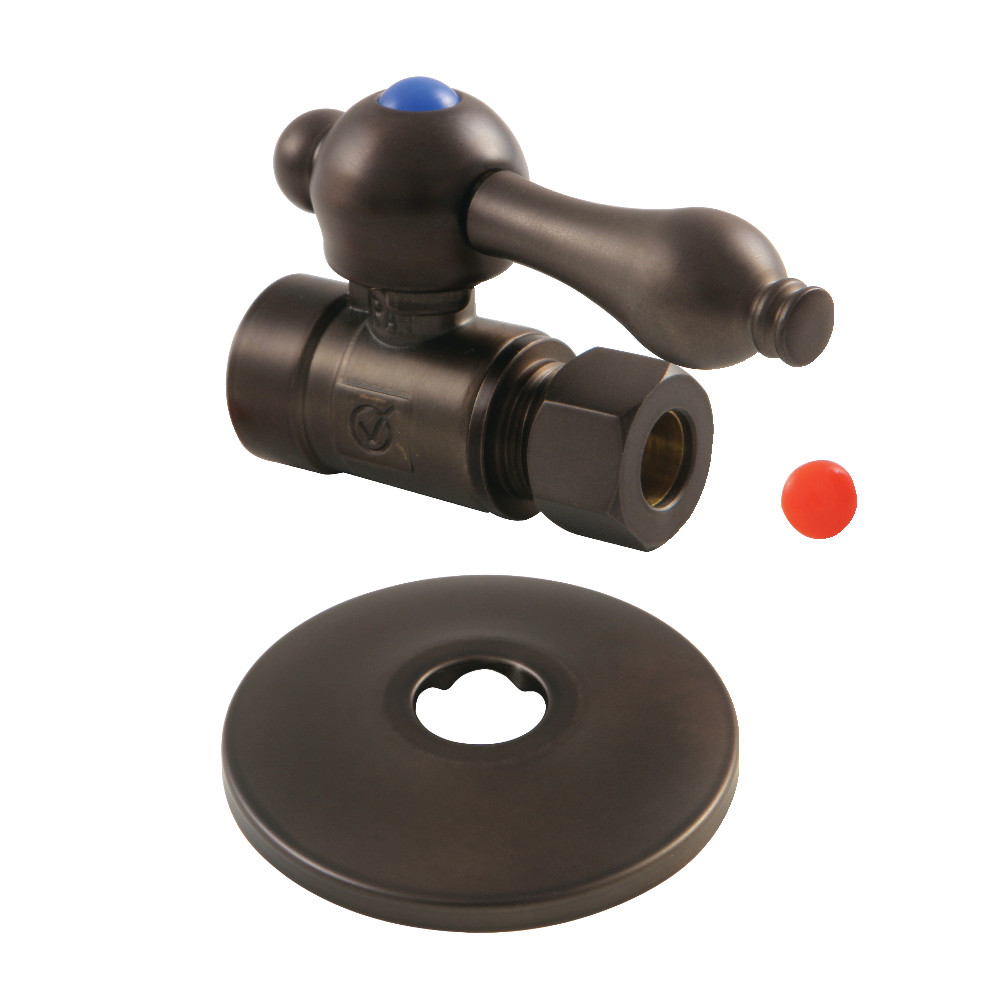 CC43255K 0.5 in. Sweat 0.38 in. O.D. Compression Straight Stop Valve with Flange, Oil Rubbed Bronze