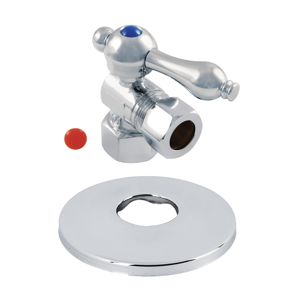 CC44401K 0.5 in. FIP x 0.5 in. O.D. Compression Quarter-Turn Angle Stop Valve with Flange, Polished Chrome