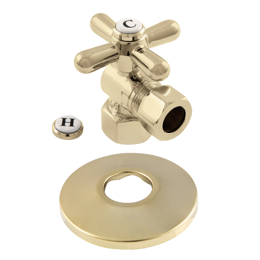 CC44402XK 0.5 in. FIP x 0.5 in. O.D. Compression Quarter-Turn Angle Stop Valve with Flange, Polished Brass