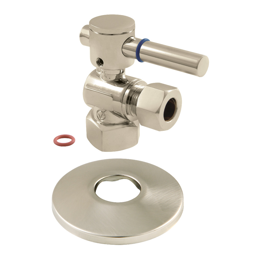 CC44408DLK 0.5 in. FIP x 0.5 in. O.D. Compression Quarter-Turn Angle Stop Valve with Flange, Brushed Nickel
