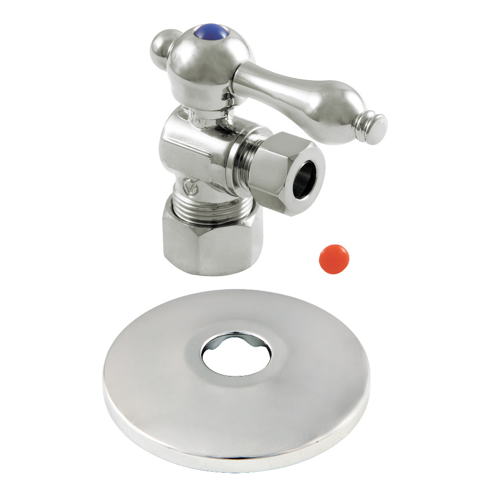 Quarter Turn Valve with Flange 0.63 in. x 0.38 in. O.D. Compression, Polished Chrome