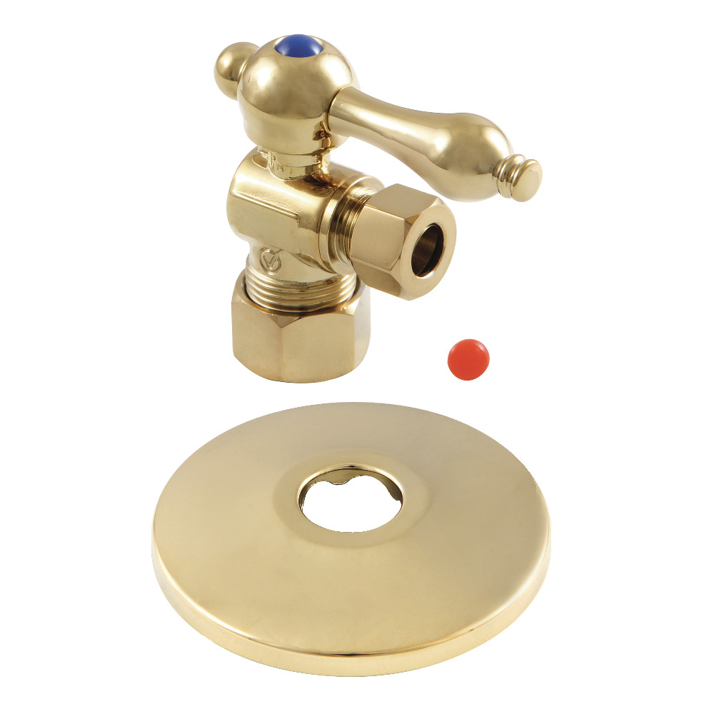 CC53302K Quarter Turn Valve with Flange 0.63 in. x 0.38 in. O.D. Compression, Polished Brass