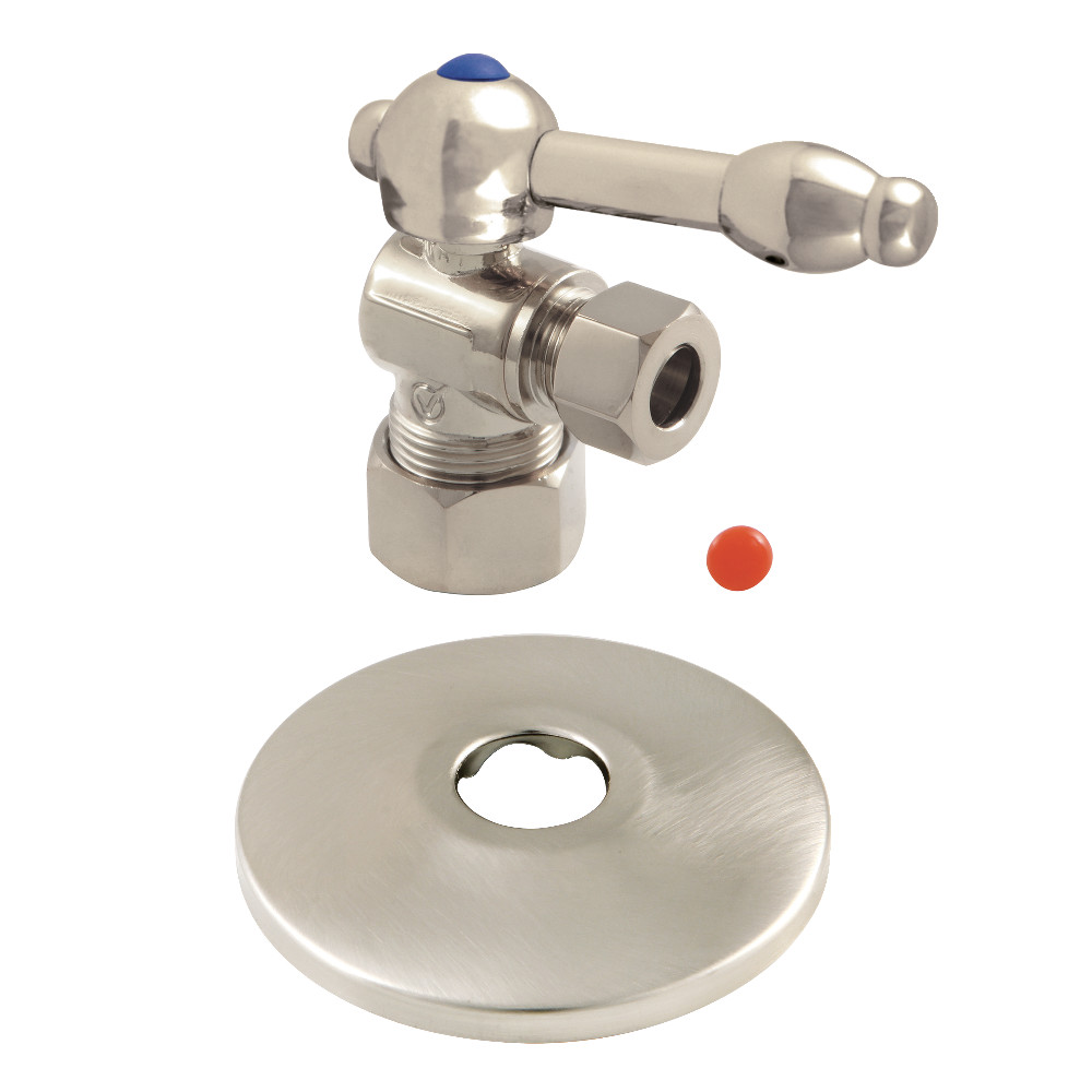 CC53308KLK 0.63 in. x 0.38 in. O.D. Compression Quarter-Turn Angle Stop Valve with Flange, Brushed Nickel