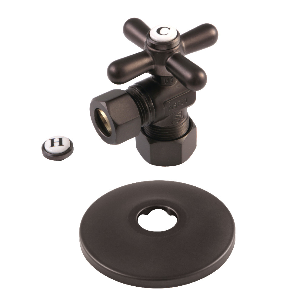CC54405XK 0.63 in. O.D. x 0.5 in. O.D. Compression Quarter-Turn Angle Stop Valve with Flange, Oil Rubbed Bronze