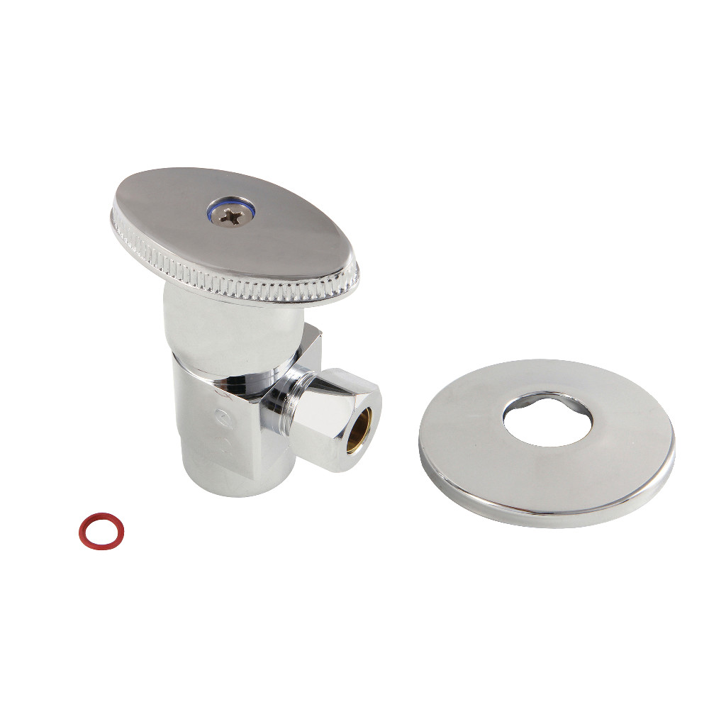 CD43301VAK 0.5 in. IPS x 0.38 in. O.D. Anti-Seize Deluxe Quarter-Turn Ceramic Hardisc Cartridge Angle Stop with Flange, Polished Chrome