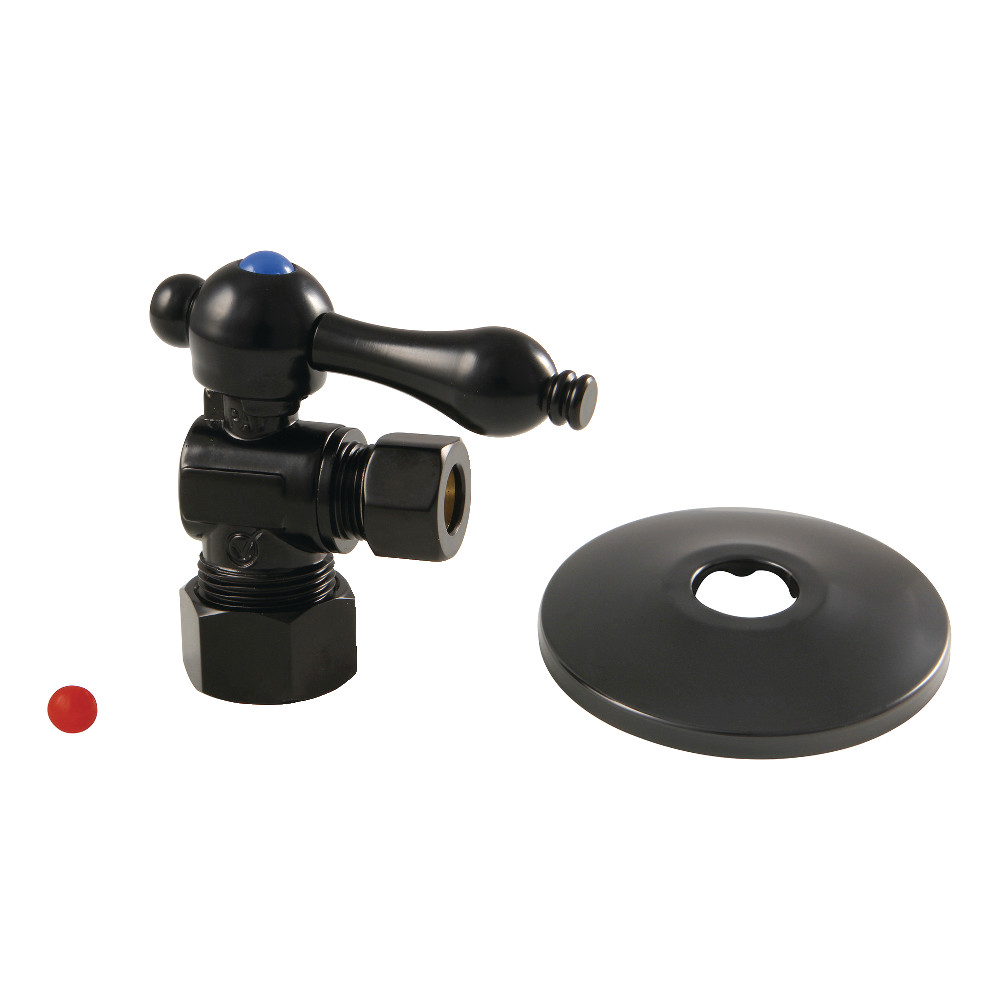 Quarter Turn Valve with Flange 0.63 in. x 0.38 in. O.D. Compression, Matte Black