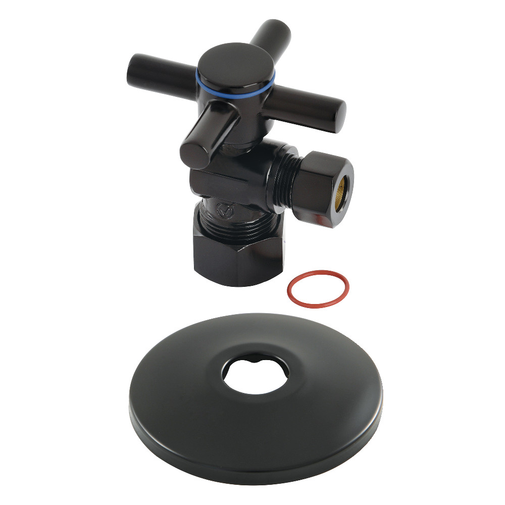 CC53300DXK 0.63 in. x 0.38 in. O.D. Compression Quarter-Turn Angle Stop Valve with Flange, Matte Black