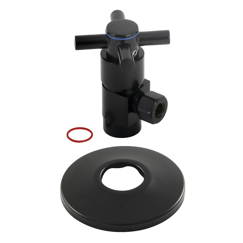 CD43300DXK 0.5 in. IPS x 0.38 in. O.D. Anti-Seize Deluxe Quarter-Turn Ceramic Hardisc Cartridge Angle Stop with Flange, Matte Black