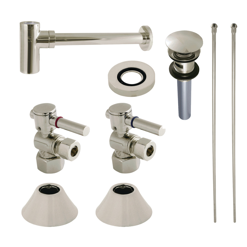Modern Plumbing Sink Trim Kit with Bottle Trap & Overflow Drain, Polished Nickel