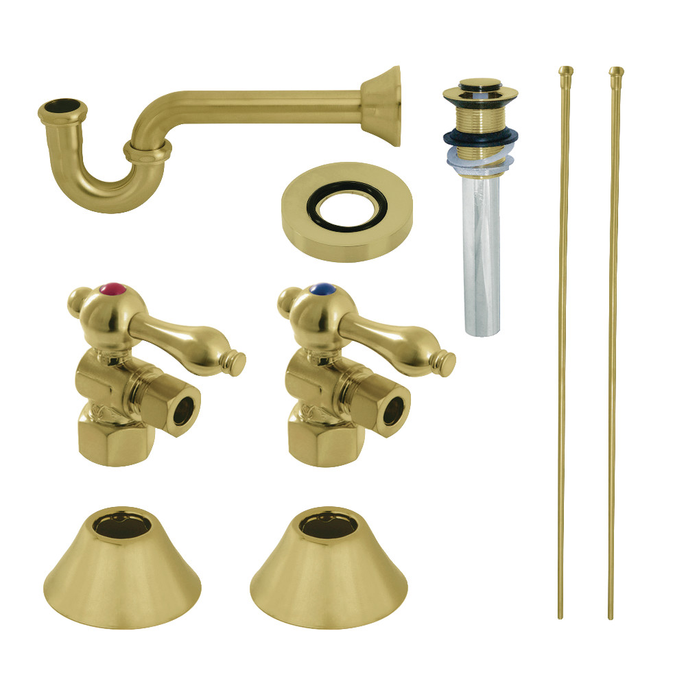 Traditional Plumbing Sink Trim Kit with P-Trap & Drain, Brushed Brass