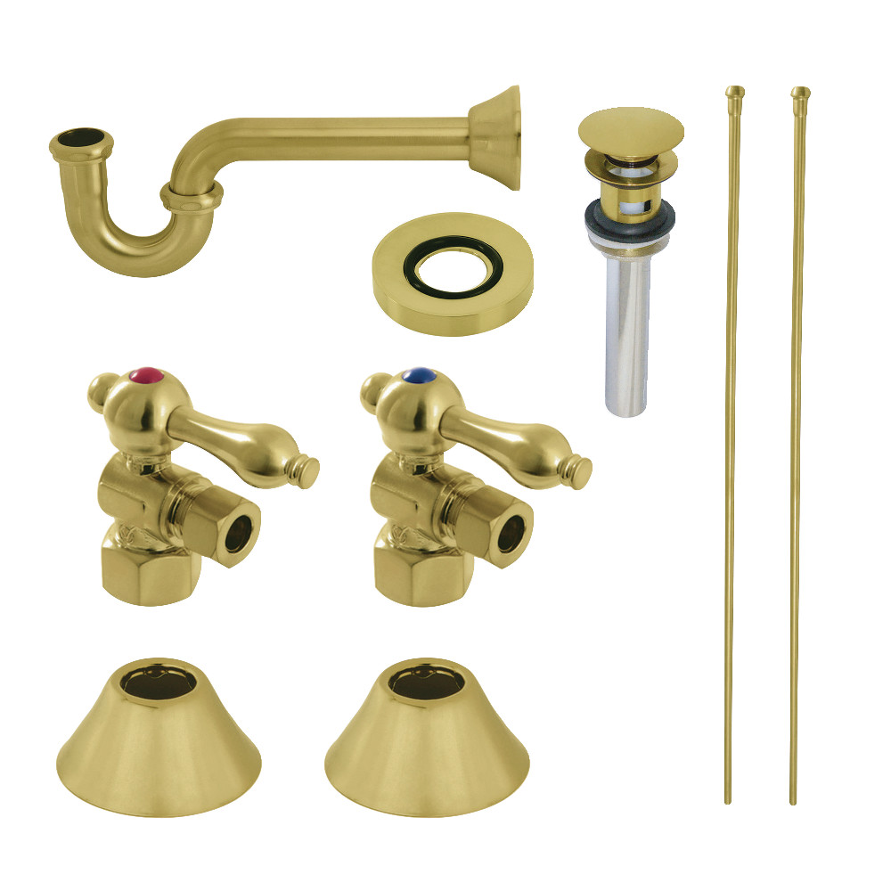 Traditional Plumbing Sink Trim Kit with P-Trap & Overflow Drain, Brushed Brass