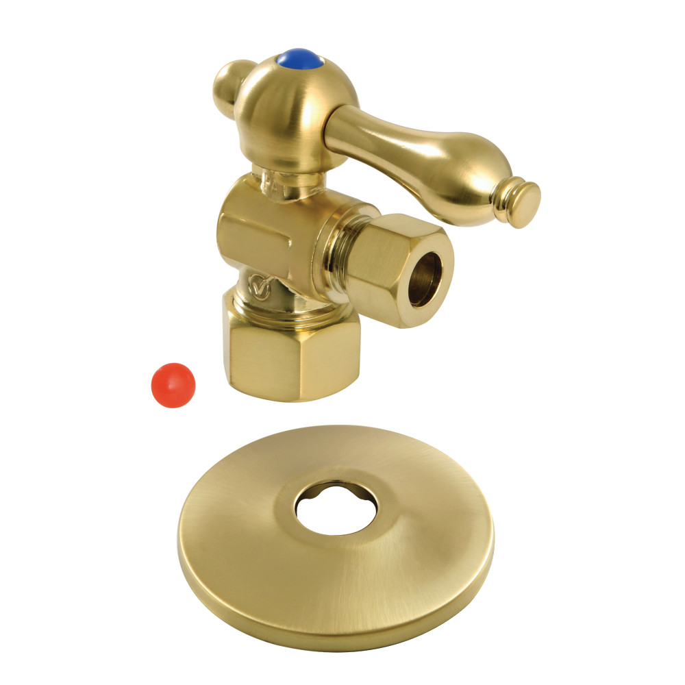 Quarter Turn Valve with Flange 0.63 in. x 0.38 in. O.D. Compression, Brushed Brass