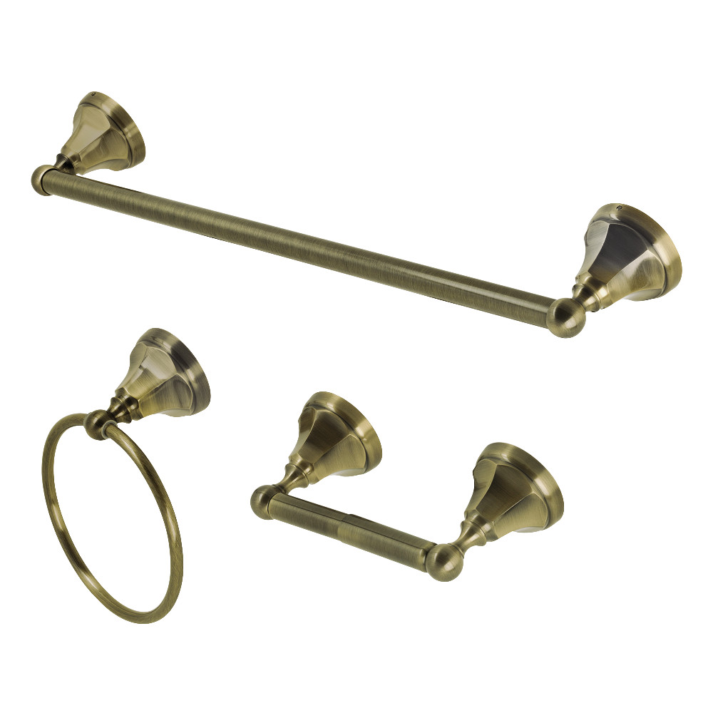 Metropolitan Towel Bar Accessory Set, Antique Brass - 3 Piece