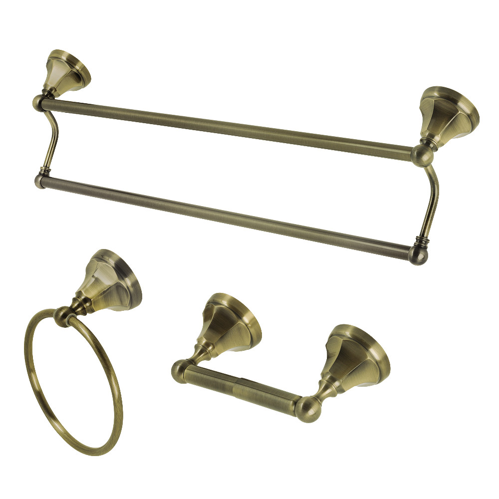 Metropolitan Towel Bar Accessory Set, Antique Brass - 3 Piece