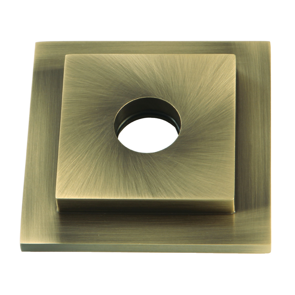 FLSQUARE3 Claremont Heavy Duty Square Solid Cast Brass Shower Flange, Antique Brass