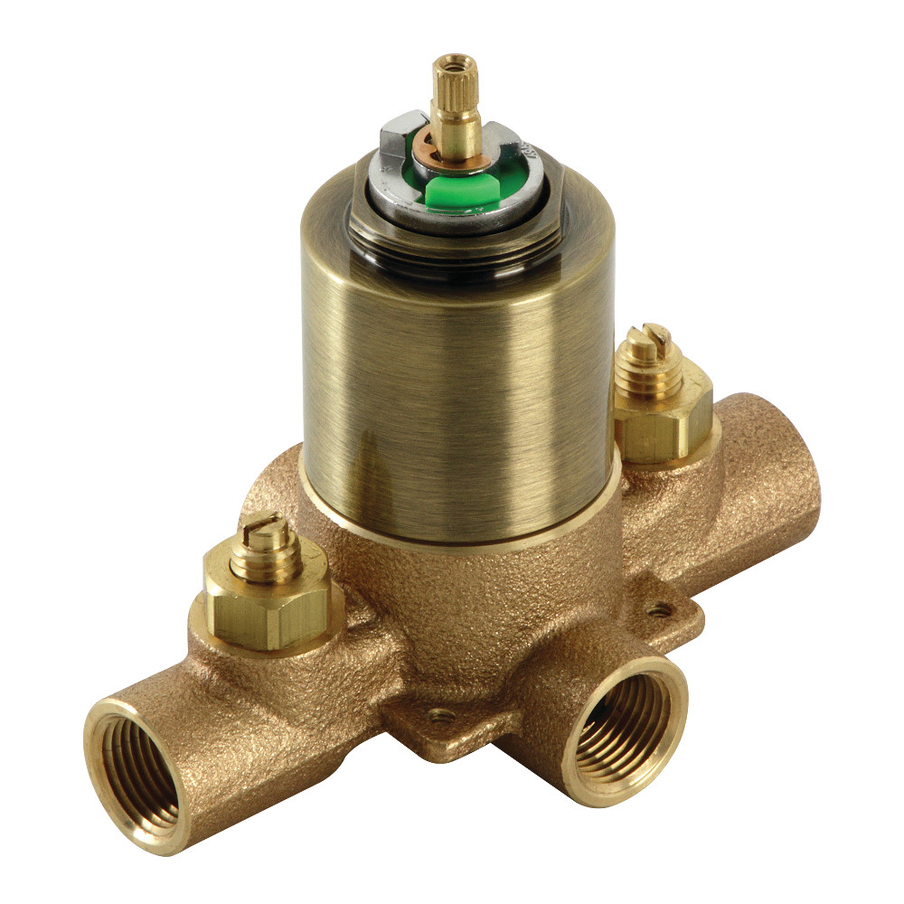Pressure Balanced Rough-In Tub & Shower Valve with Stops, Antique Brass