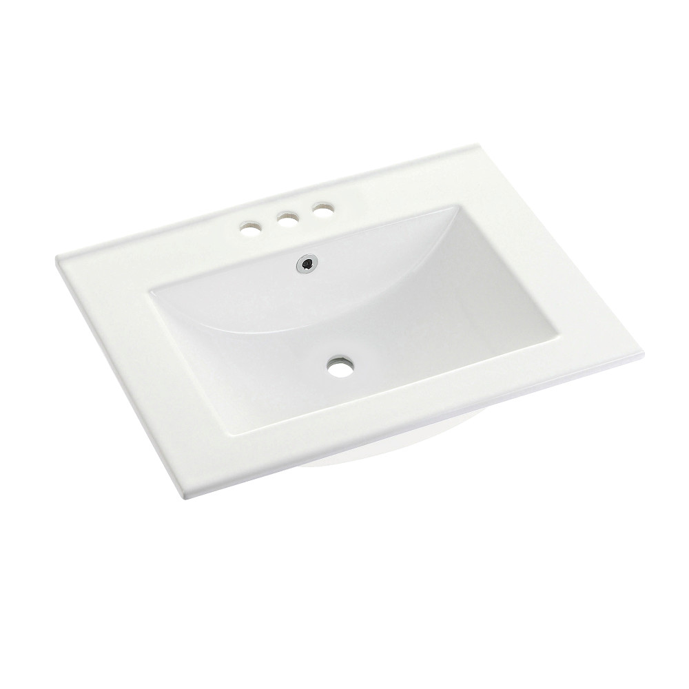 LBT24187W34 24 in. x 18 in. Fauceture Ultra Modern Ceramic Vanity Top - 4 in. Faucet Drillings, White