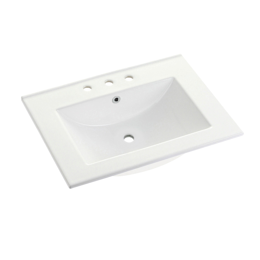 LBT24187W38 24 in. x 18 in. Fauceture Ultra Modern Ceramic Vanity Top - 8 in. Faucet Drillings, White